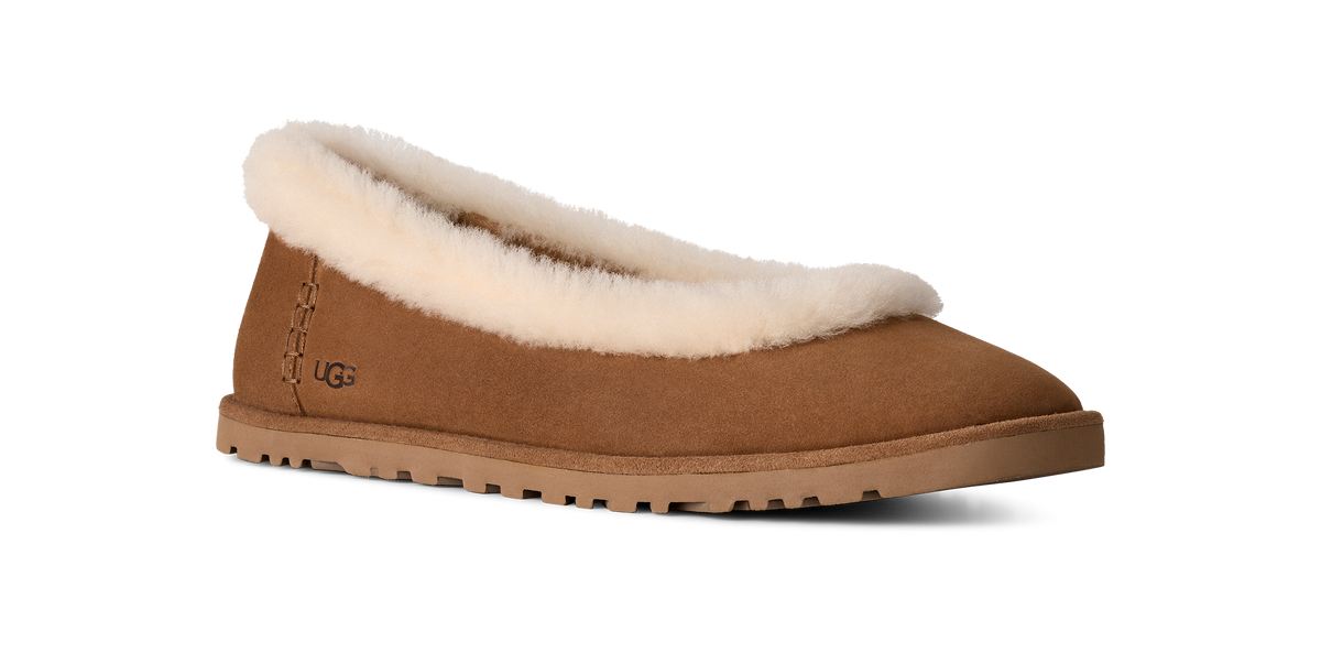 UGG Zora Ballet Womens Flats — Chestnut Suede