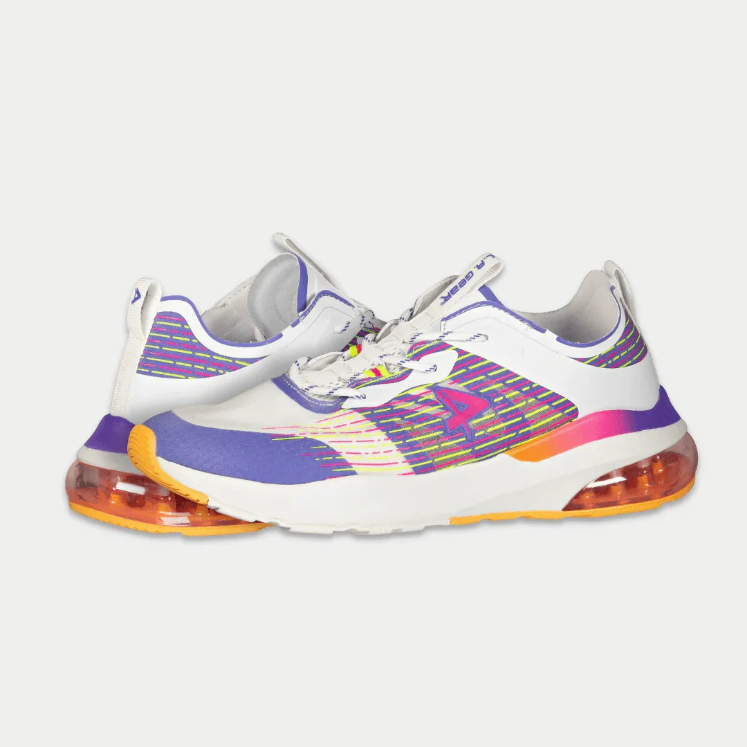 LA Gear Women's Artesia Lowtop | White x Purple x Orange – top view