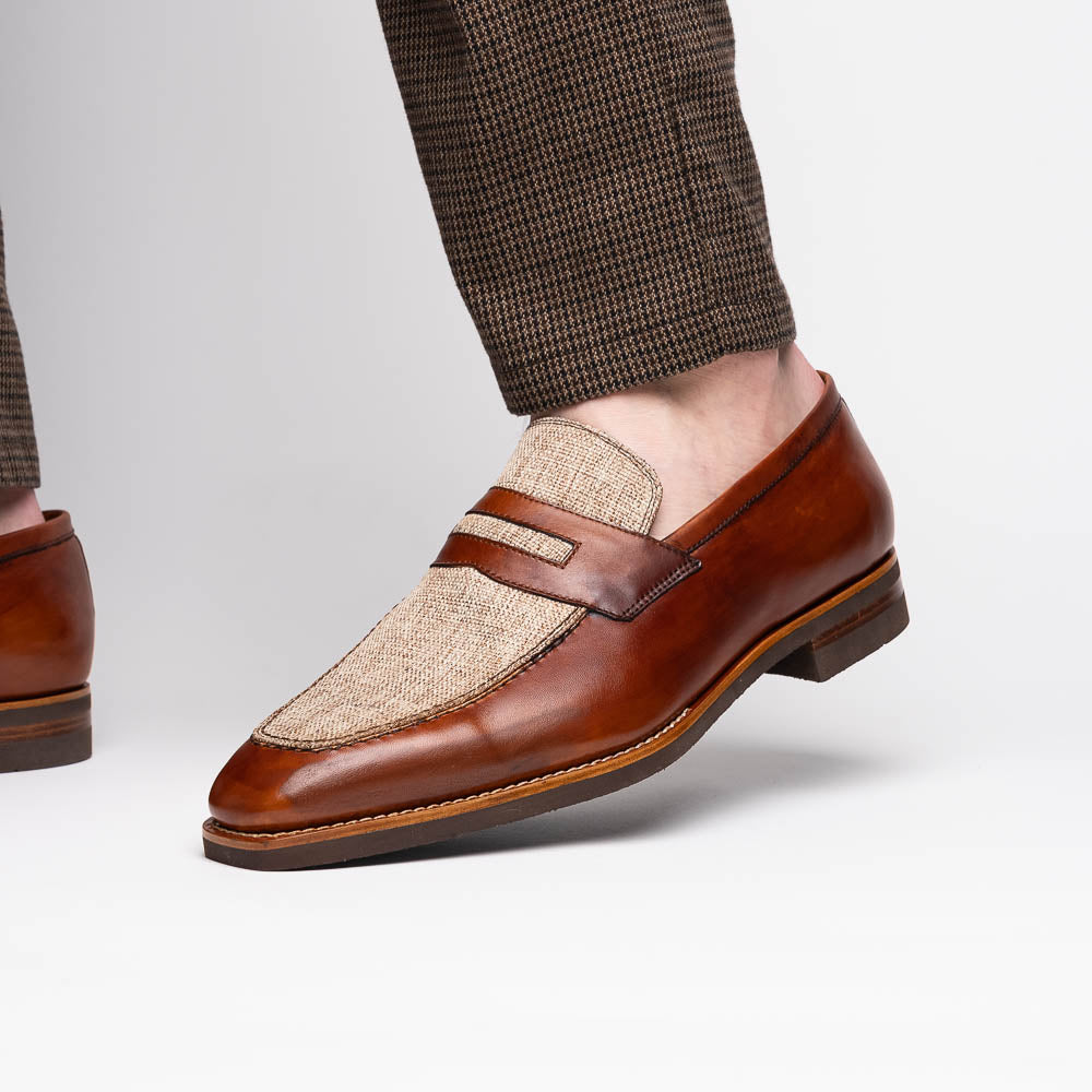 Zelli Italia 15-733-CGN Lago Italian Calfskin Slip On Loafer Cognac View 11