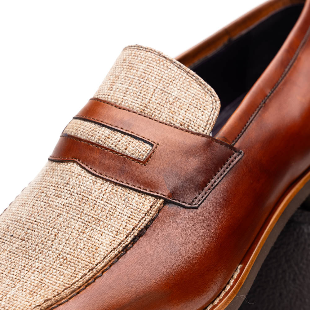 Zelli Italia 15-733-CGN Lago Italian Calfskin Slip On Loafer Cognac Angled View