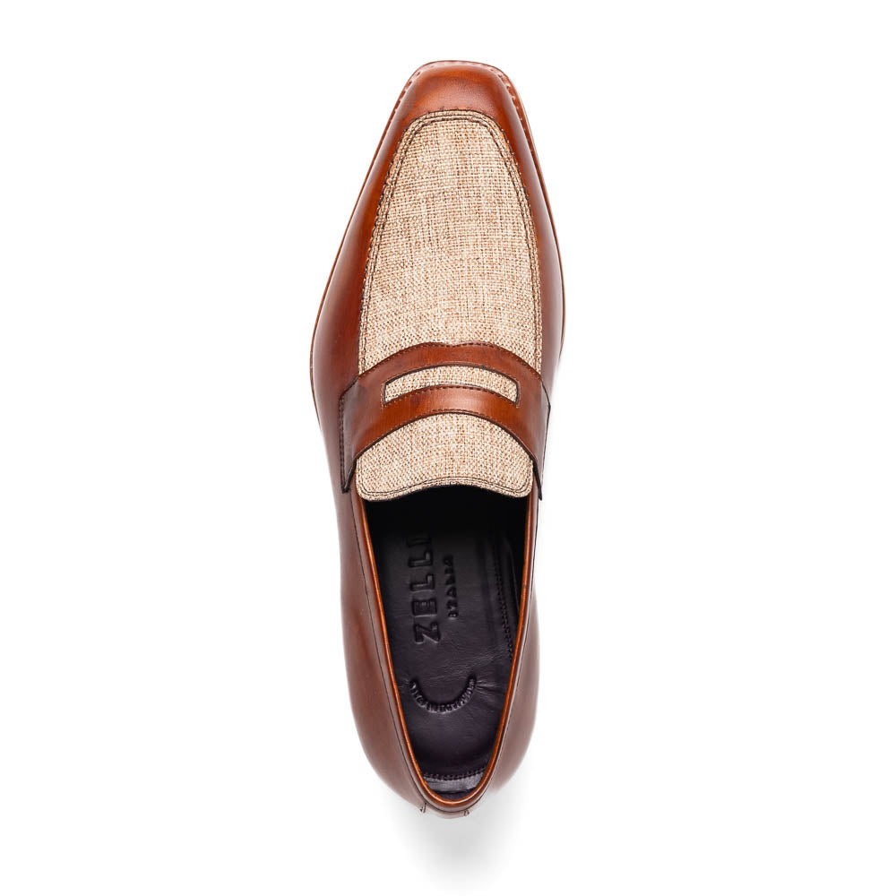 Zelli Italia 15-733-CGN Lago Italian Calfskin Slip On Loafer Cognac Back View