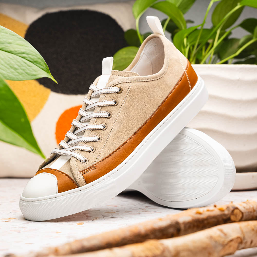 Zelli Italia Men's 65-360-TPE LANDO Sueded Calfskin Sneaker Taupe