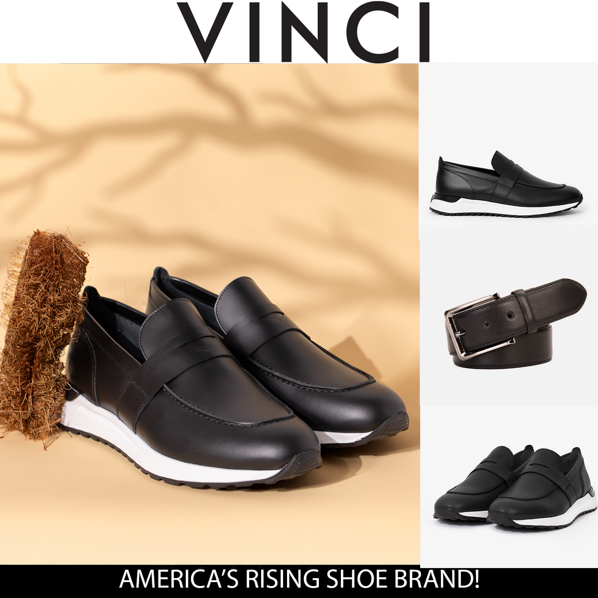 Vinci Leather The Lara Black Leather Men Sneaker – product view 6