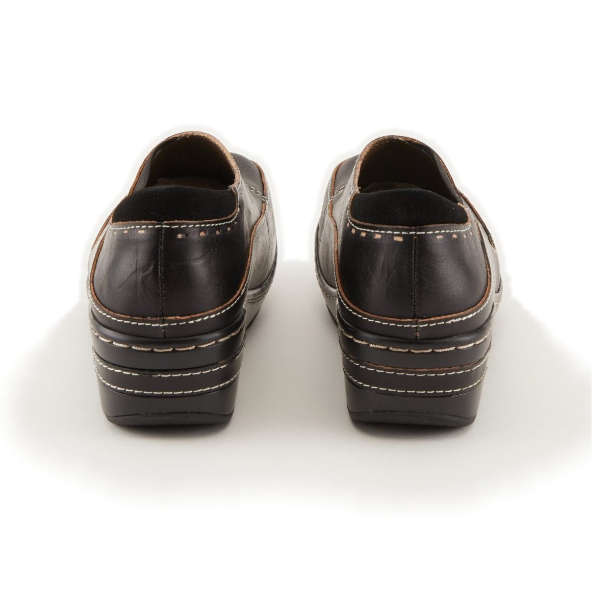 L'Artiste Burbank clogs in Black, rear view