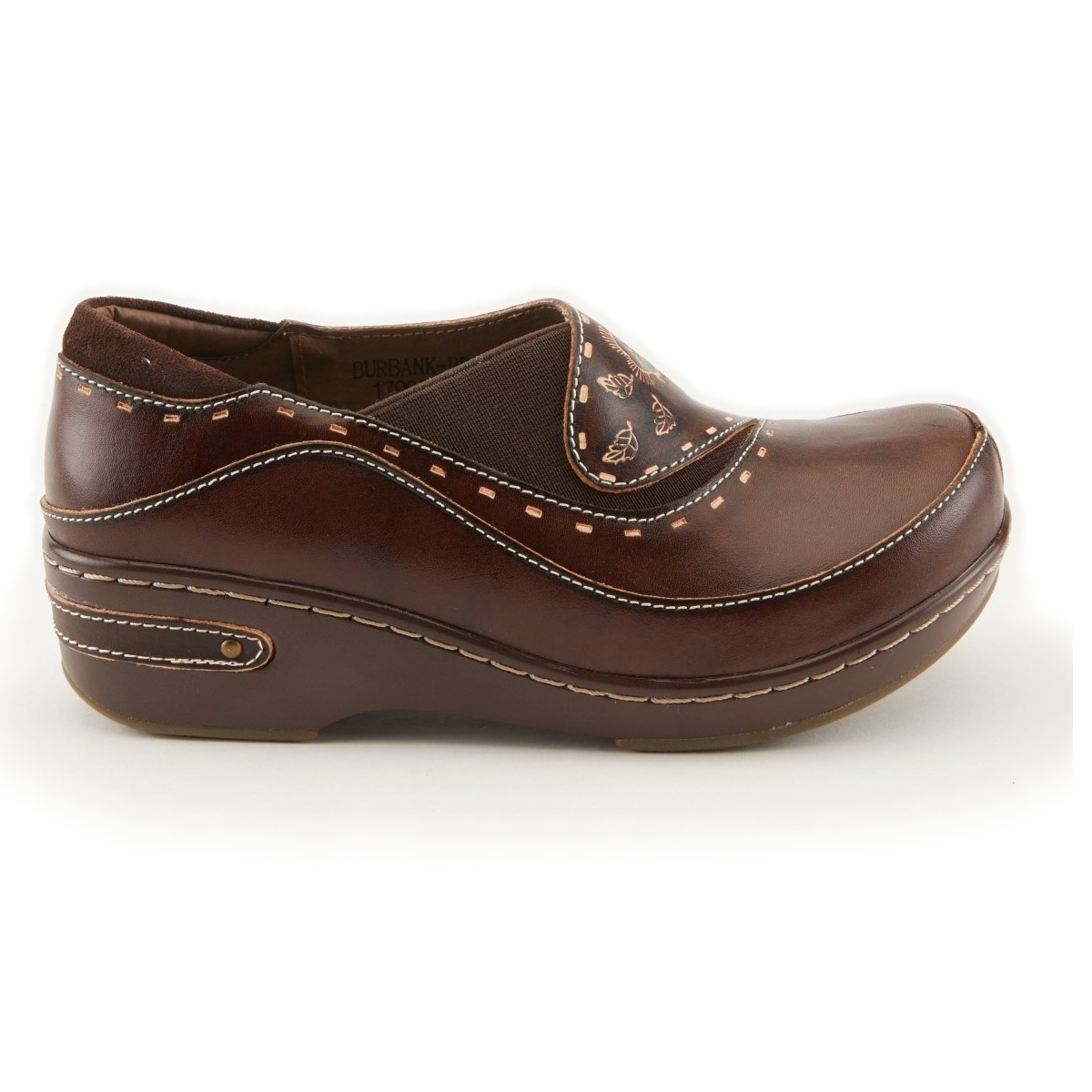 L'Artiste Burbank clogs in Brown, side profile