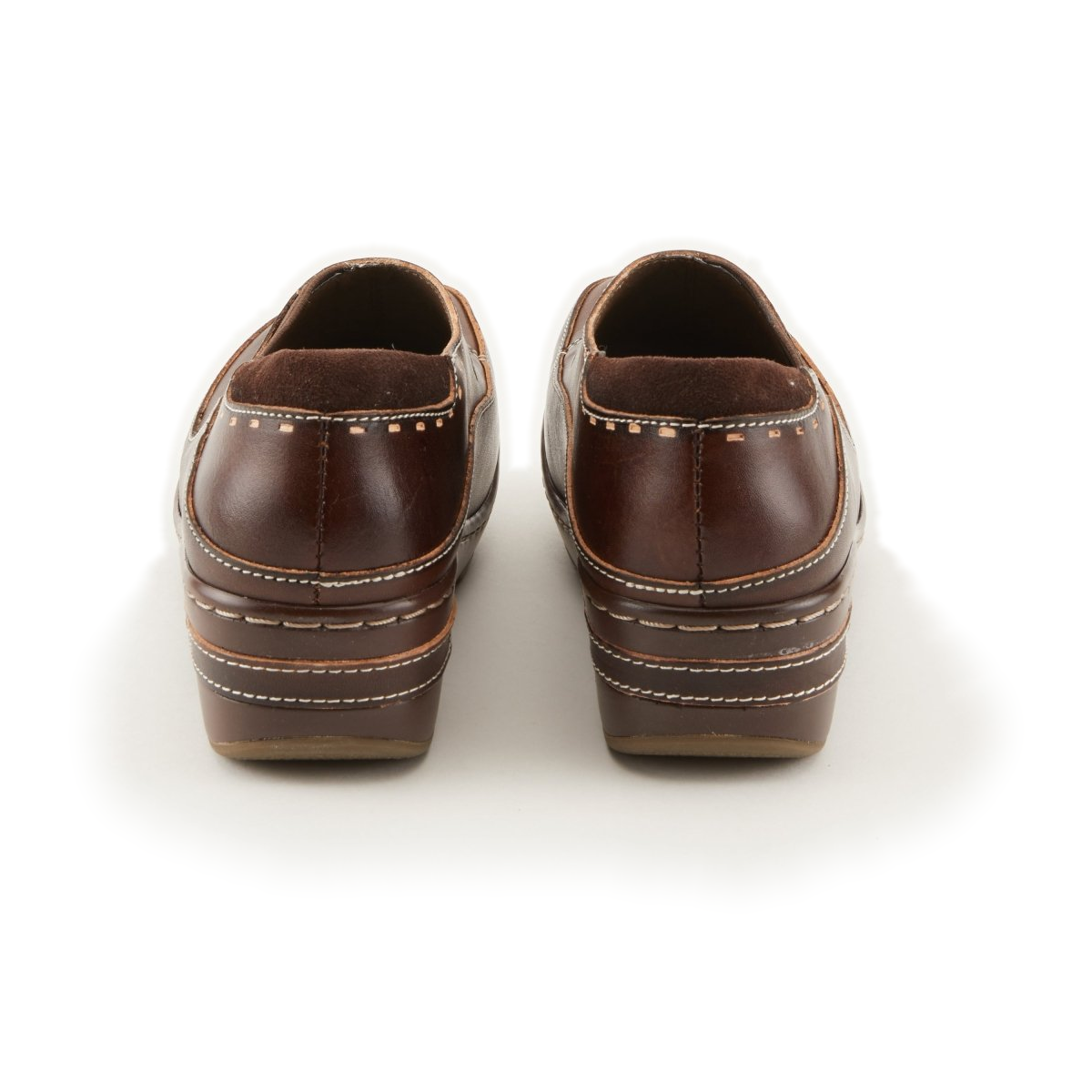L'Artiste Burbank clogs in Brown, rear view