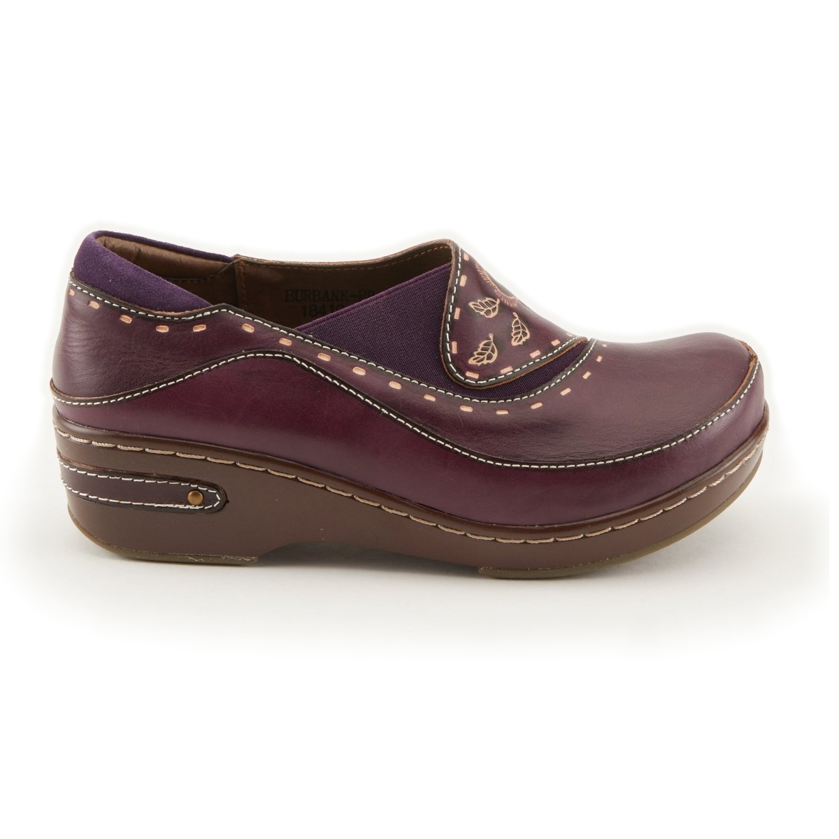 L'Artiste Burbank clogs in Purple, side profile