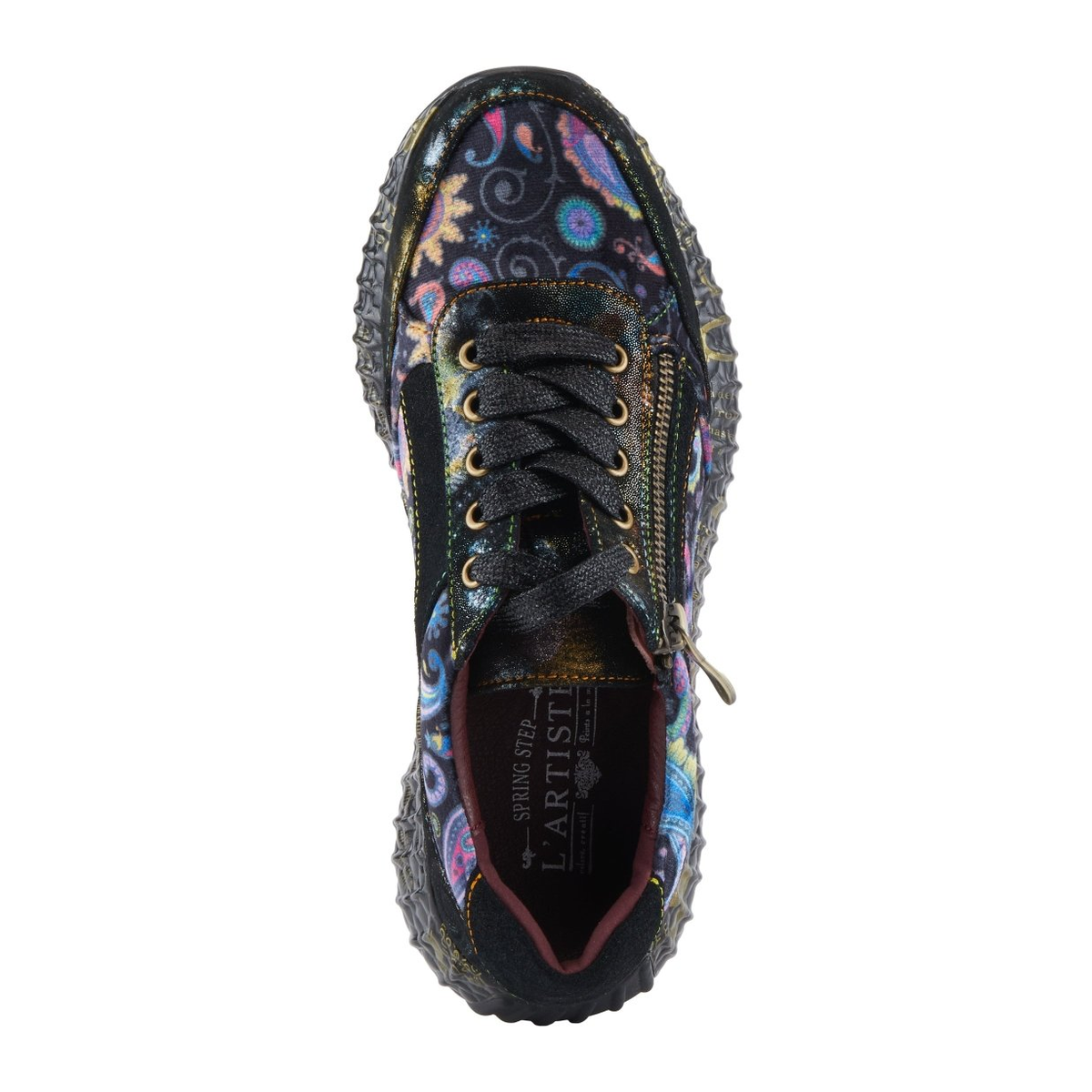 L'Artiste Javana women's black multi sneaker, top view