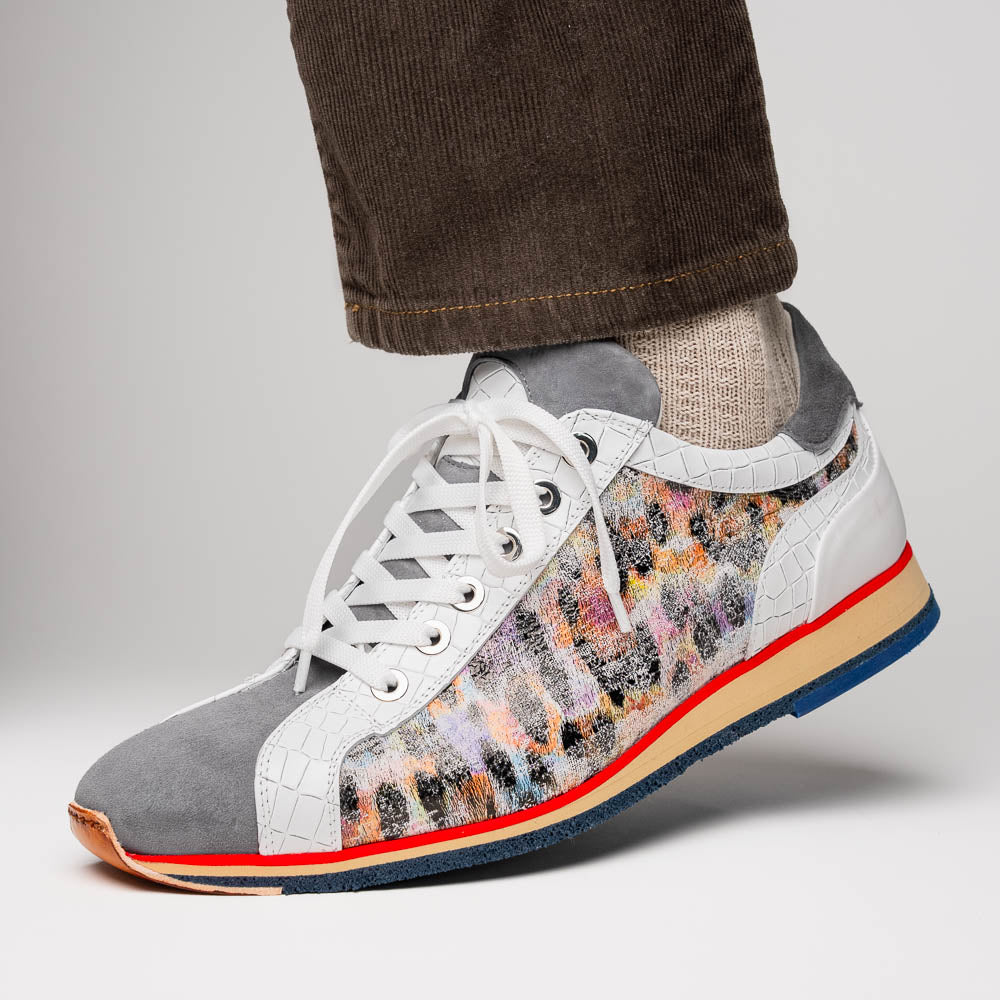 Zelli Italia Men's 66-250-GRY LEO Sueded Italian Goatskin Sneakers Grey Multi