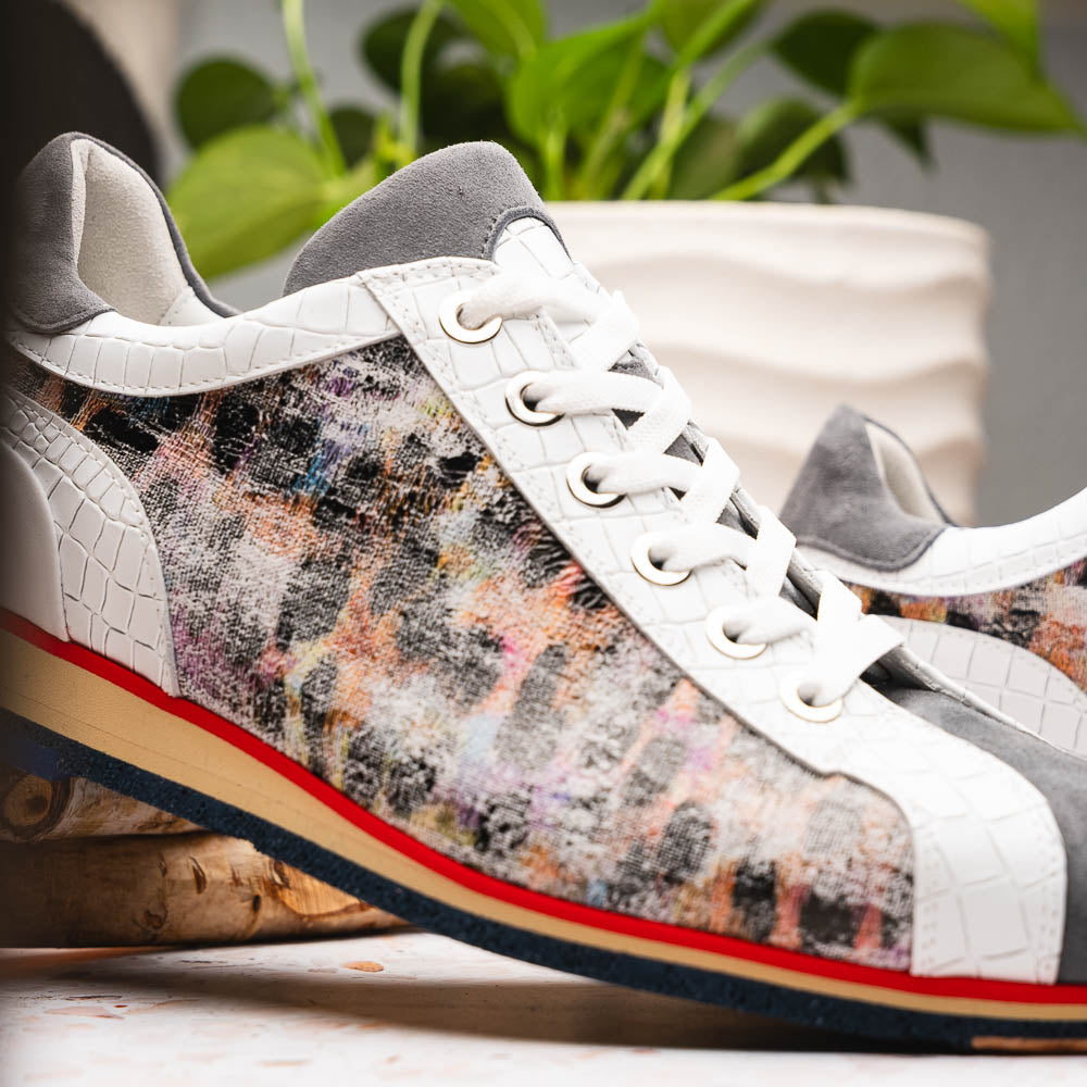 Zelli Italia Men's 66-250-GRY LEO Sueded Italian Goatskin Sneakers Grey Multi