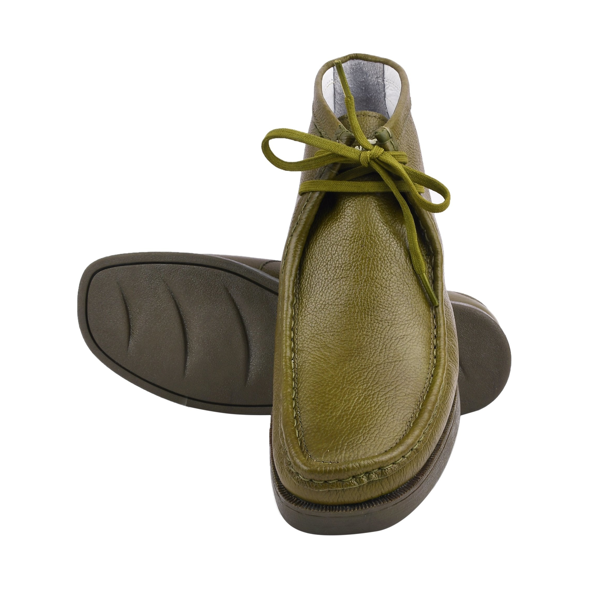 Liberty Zeno HAMARA JOE men's olive chukka boots, pair and outsole view