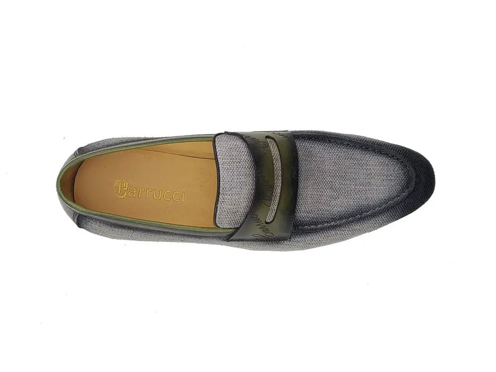 Carrucci Shoes Life Style Penny Loafer With Leather Trim Fabric KS71403
