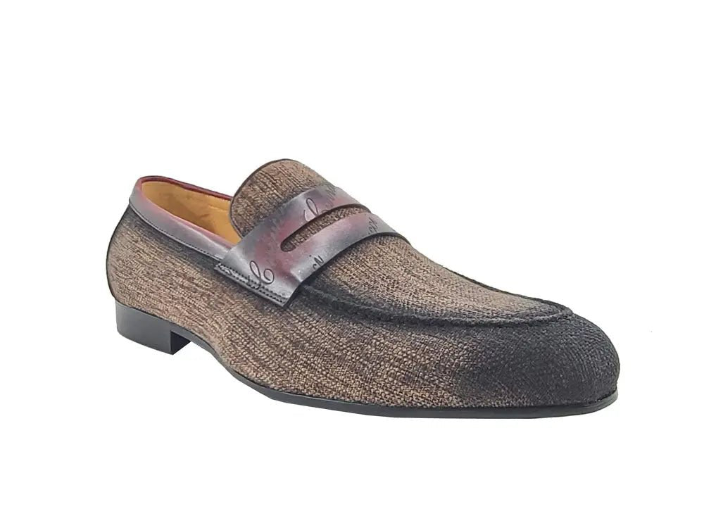 Carrucci Shoes Life Style Penny Loafer With Leather Trim Fabric KS71403