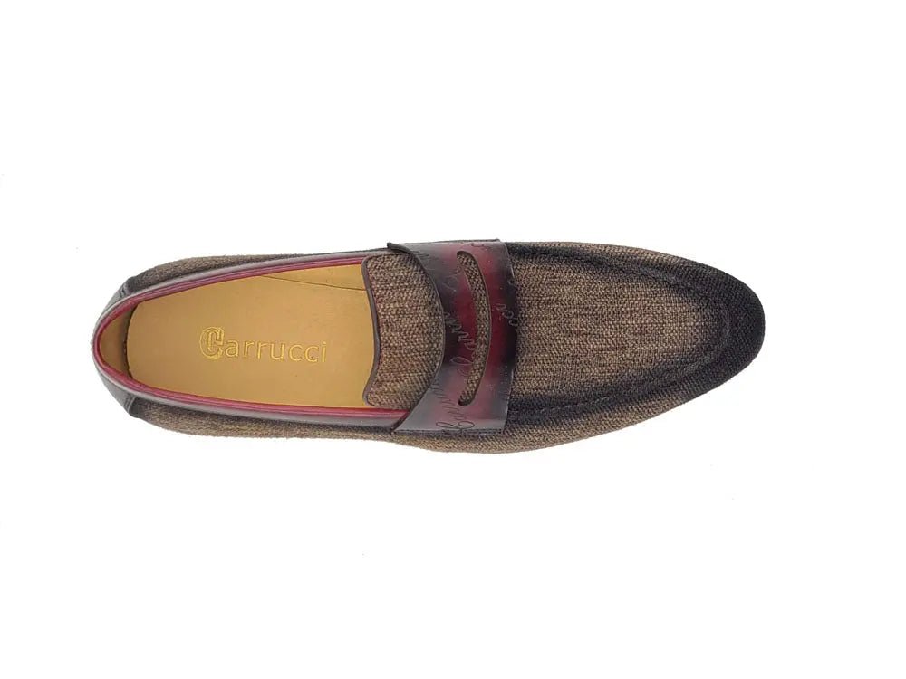 Carrucci Shoes Life Style Penny Loafer With Leather Trim Fabric KS71403