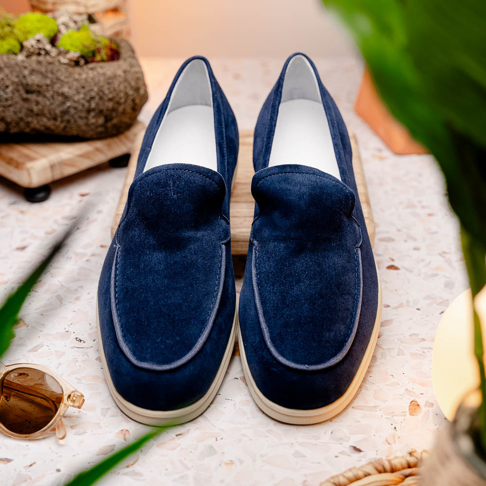 Zelli Italia Men's 16-621-NVY LIVORNO Sueded Italian Goatskin Loafer Navy