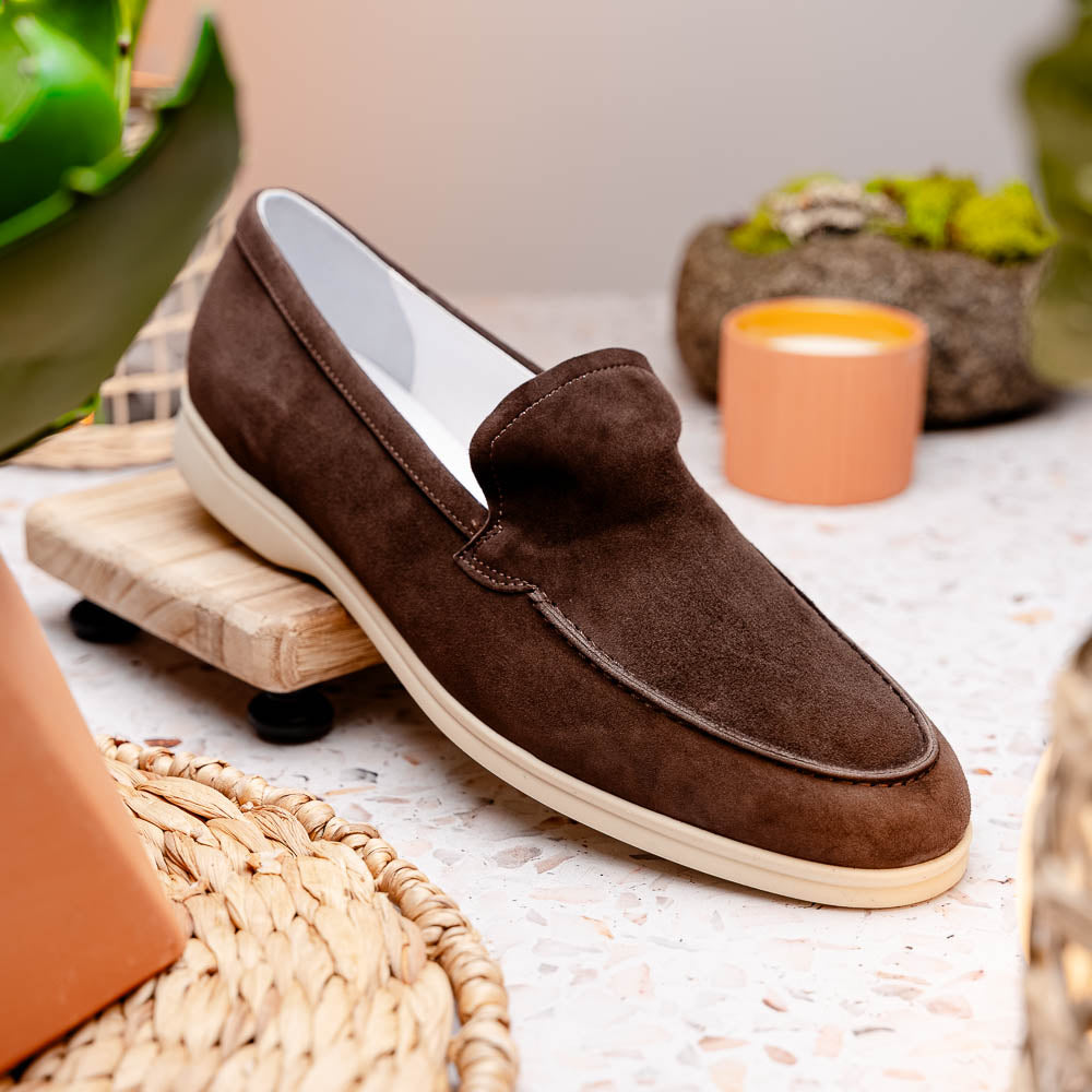 Zelli Italia Men's 16-621-MOC LIVORNO Sueded Italian Goatskin Loafer Mocha