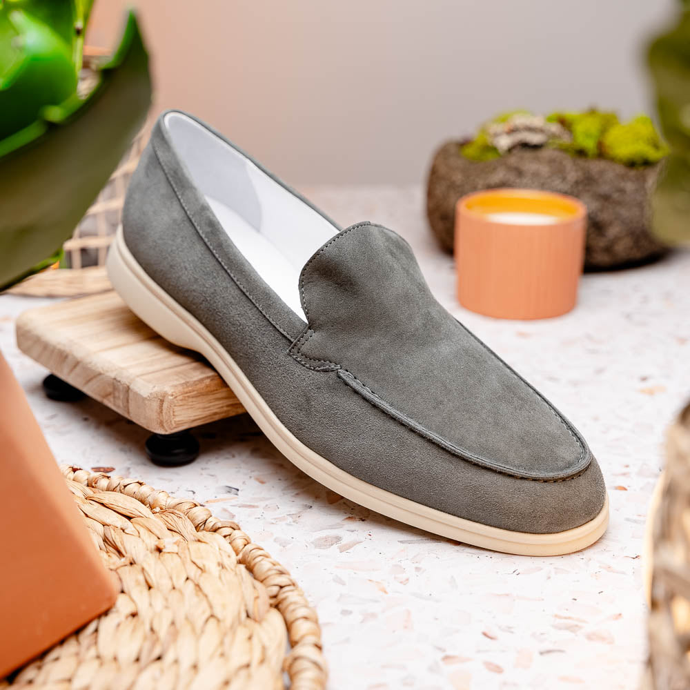 Zelli Italia Men's 16-621-GRY LIVORNO Sueded Italian Goatskin Loafer Grey
