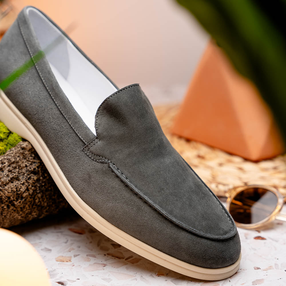 Zelli Italia Men's 16-621-GRY LIVORNO Sueded Italian Goatskin Loafer Grey