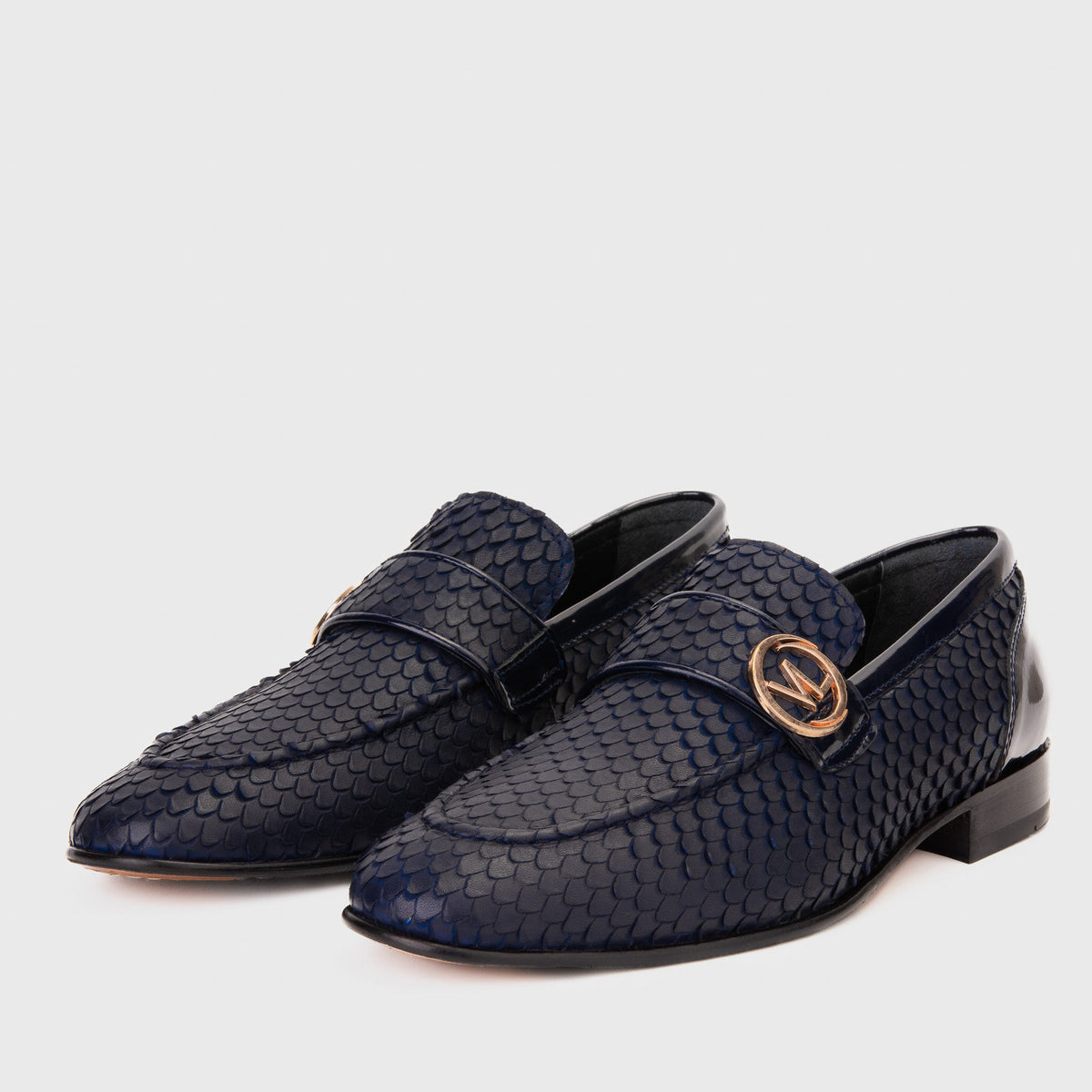 Vinci Leather The Monarch Navy Blue Leather Men Dress Shoe – product view 2