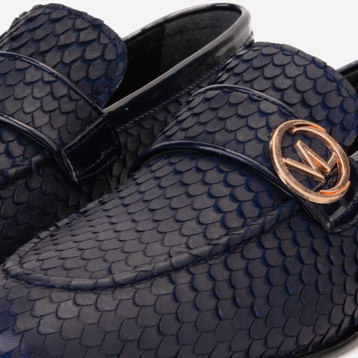 Vinci Leather The Monarch Navy Blue Leather Men Dress Shoe – product view 3