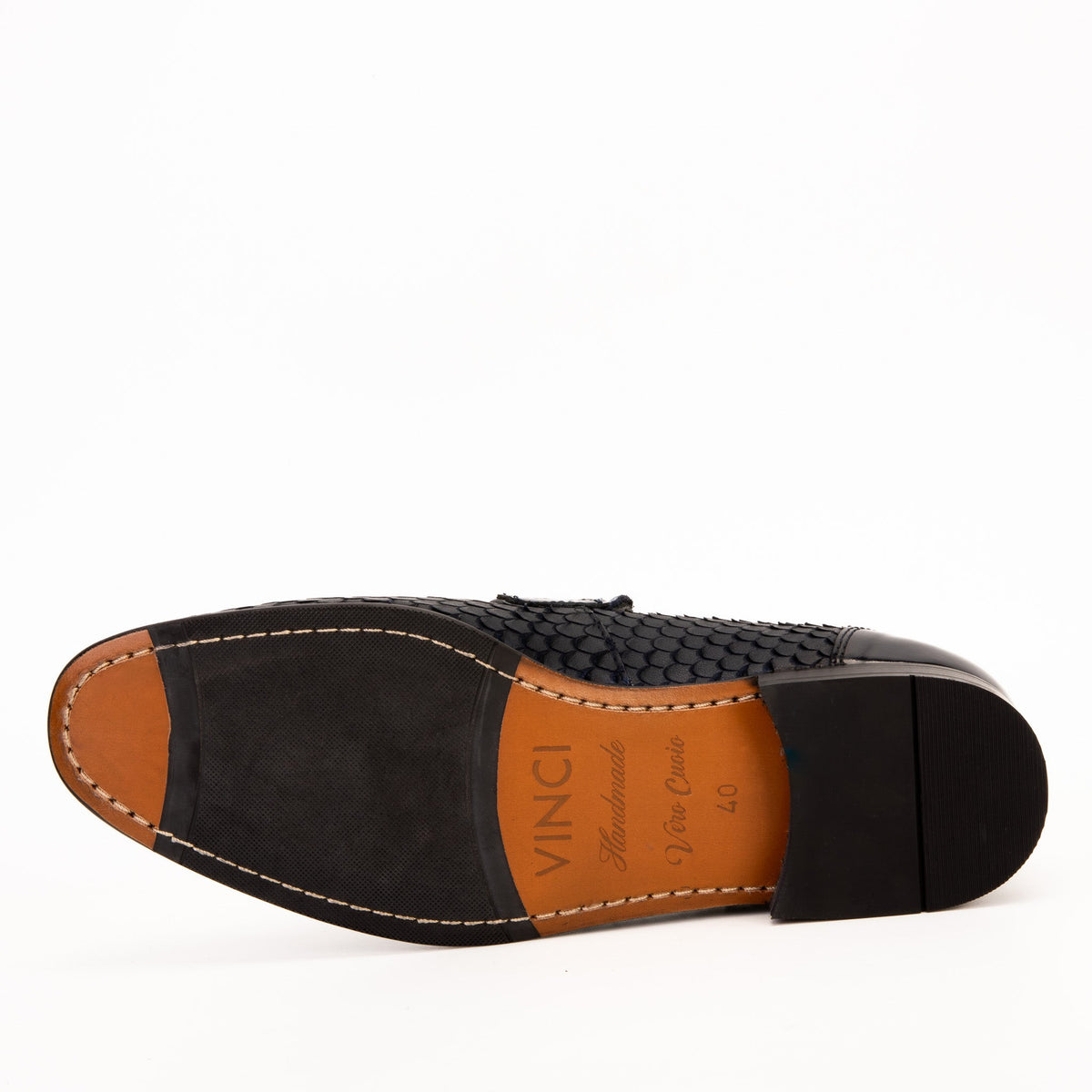 Vinci Leather The Monarch Navy Blue Leather Men Dress Shoe – product view 8