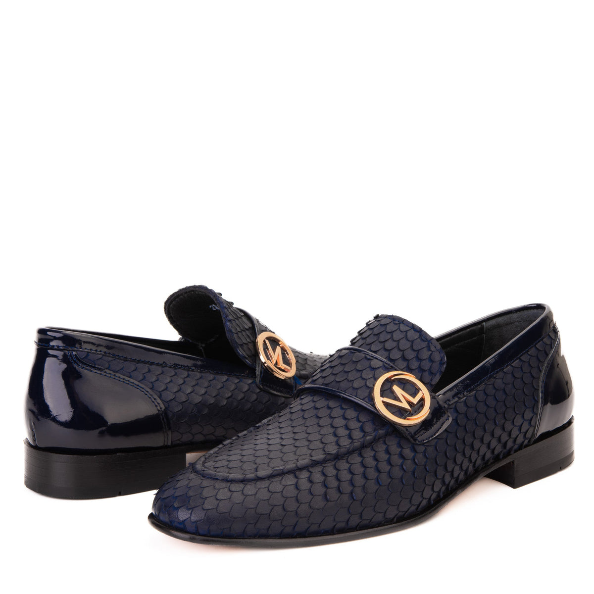 Vinci Leather The Monarch Navy Blue Leather Men Dress Shoe – product view 5