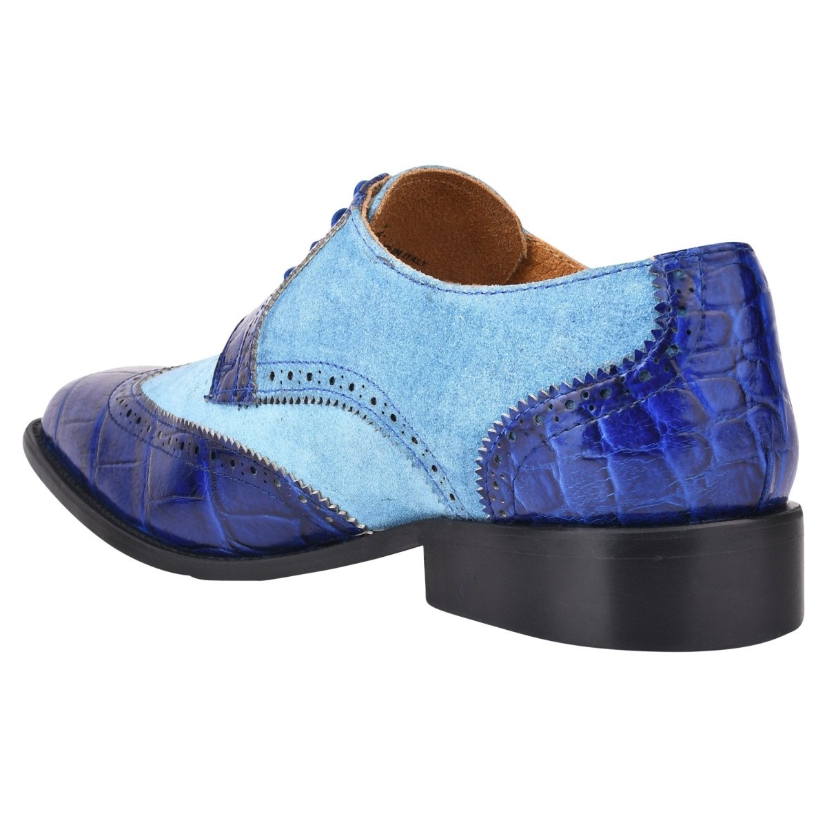 Liberty Zeno Macon Leather and Suede Crocodile Printed Oxford Dress Shoes
