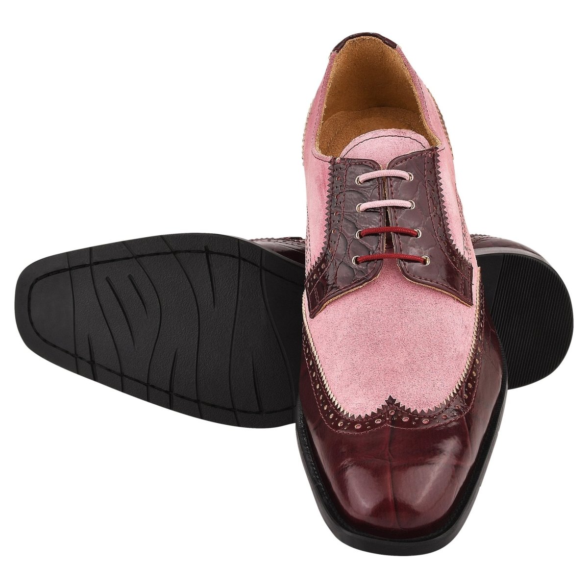 Liberty Zeno Macon Leather and Suede Crocodile Printed Oxford Dress Shoes