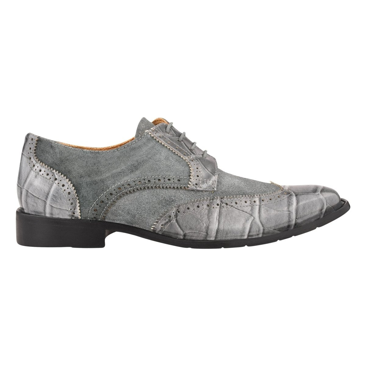 Liberty Zeno Macon Leather and Suede Crocodile Printed Oxford Dress Shoes
