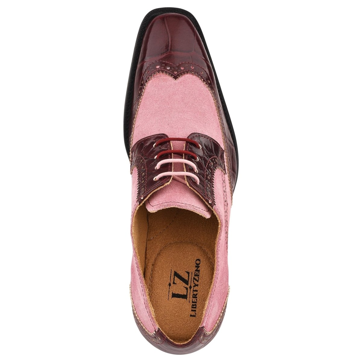 Liberty Zeno Macon Leather and Suede Crocodile Printed Oxford Dress Shoes