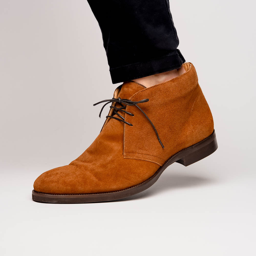 Zelli Italia Men's 46-592-TOB MARCO Suede Calfskin Chukka Boot, Tobacco