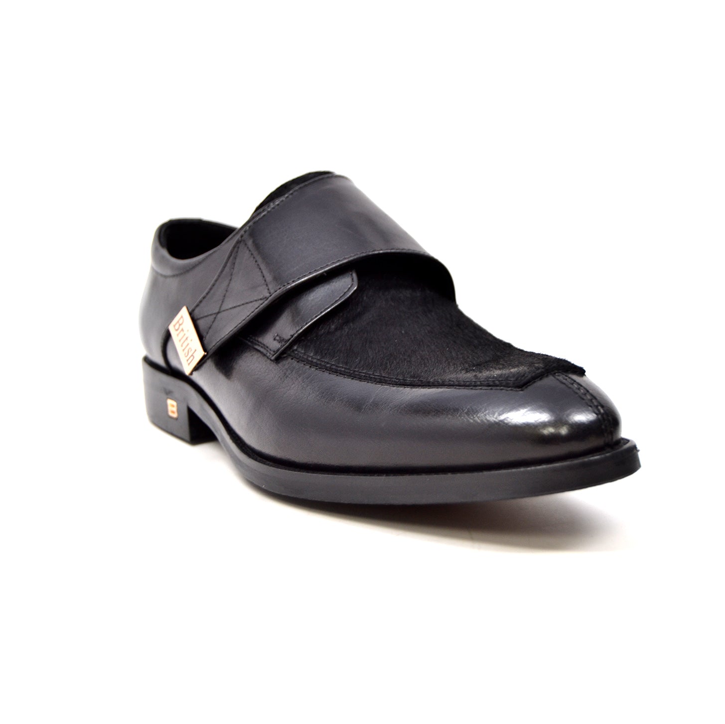 British Walkers Master Men's Black Leather and Pony Skin Strap Dress Shoes view 9