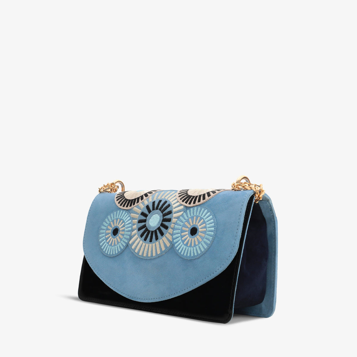 Vinci Leather The Parama Blue Suede Leather Handbag – product view 1