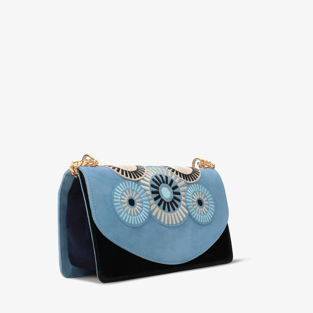 Vinci Leather The Parama Blue Suede Leather Handbag – product view 4