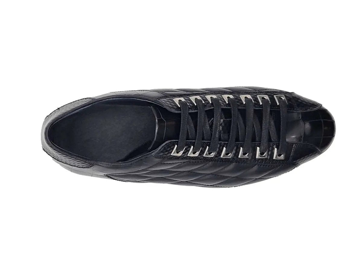 Carrucci Shoes Men’s Luxury Quilted Leather Sneaker Crocodile KS62