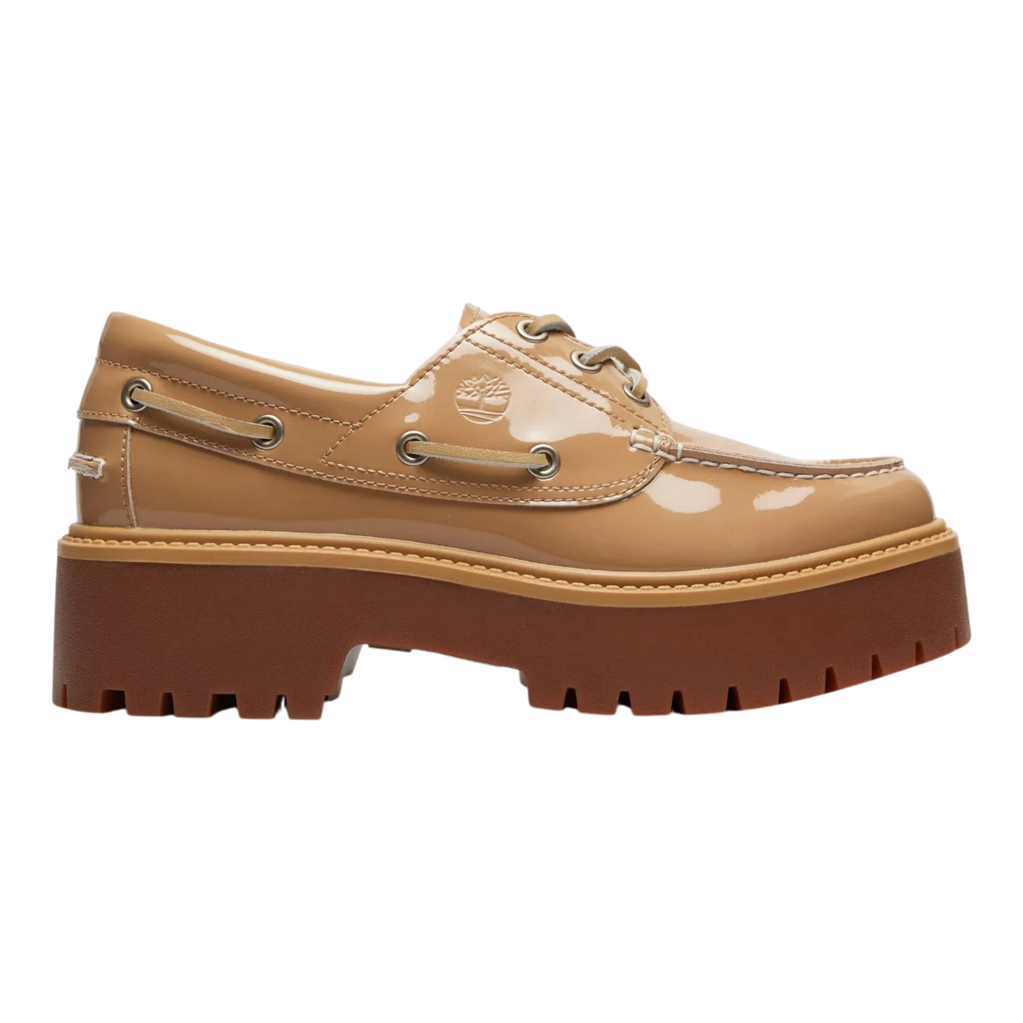 TIMBERLAND STONE STREET BOAT SHOE WOMEN MD BEIGE PATENT LEATHER