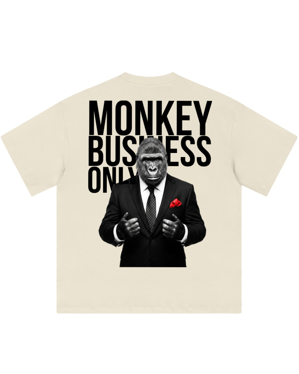 Apollo Moda 'Monkey Business Only' Oversized Graphic Tee – rear view
