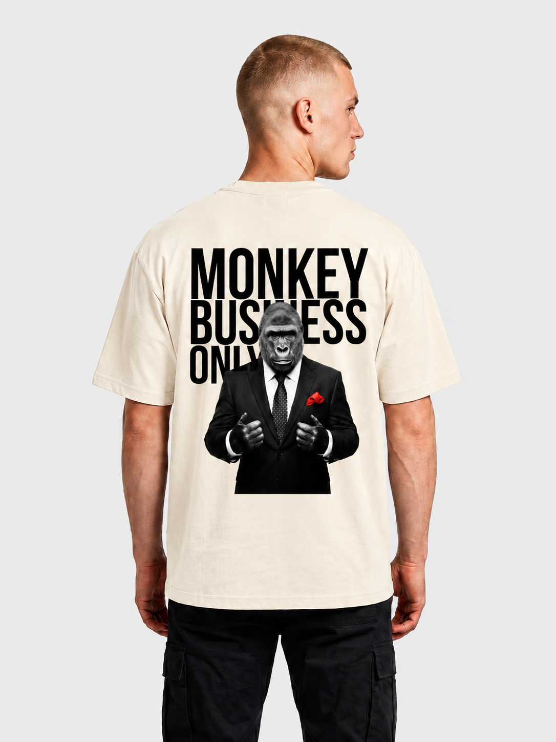 Apollo Moda 'Monkey Business Only' Oversized Graphic Tee – product view 1