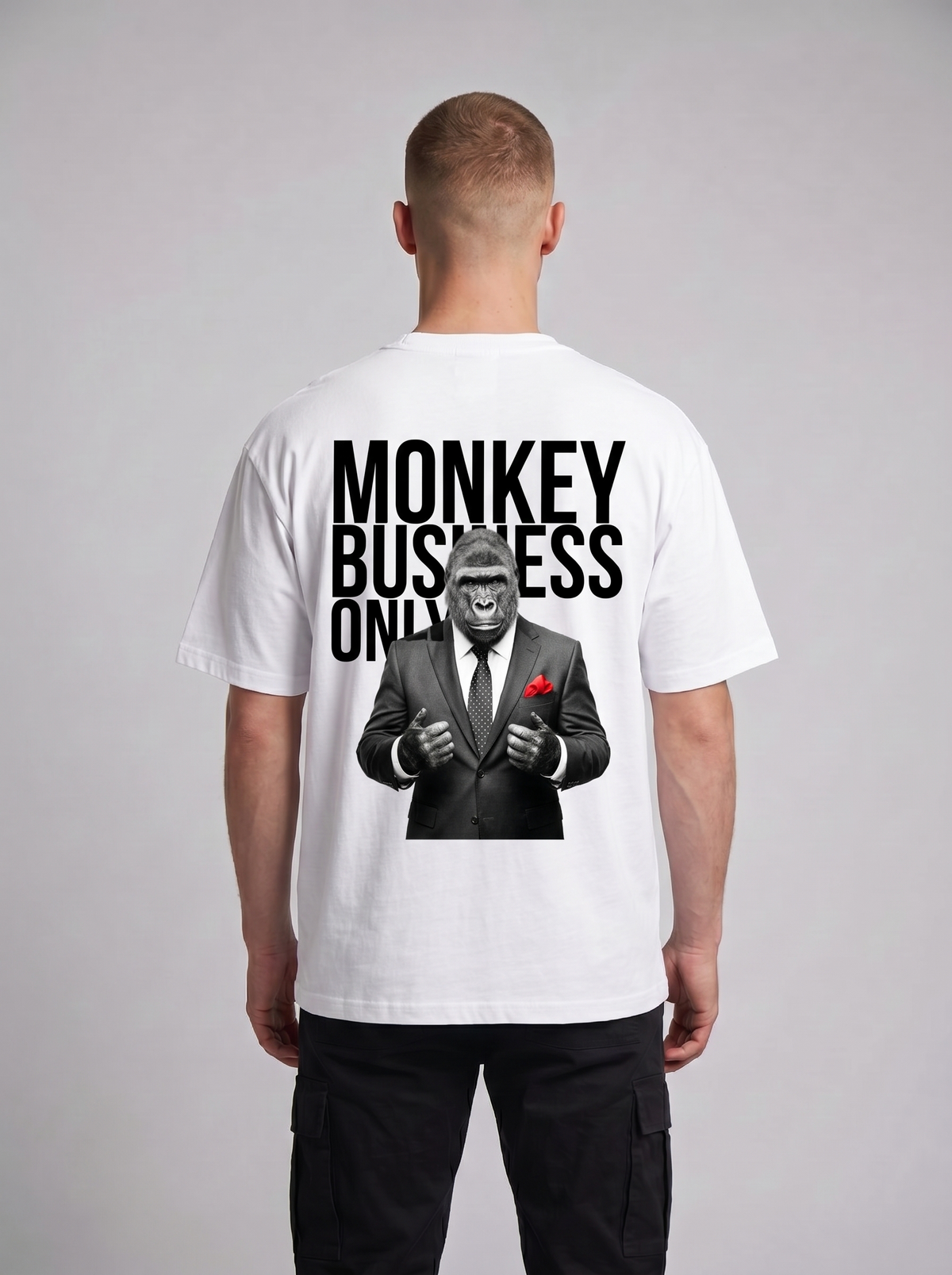 Apollo Moda 'Monkey Business Only' Oversized Graphic Tee – product view 4