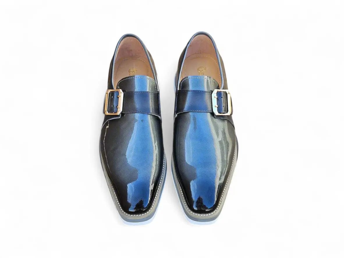 Carrucci Shoes Monkstrap Slip On Classic Leather Patent KS51538P