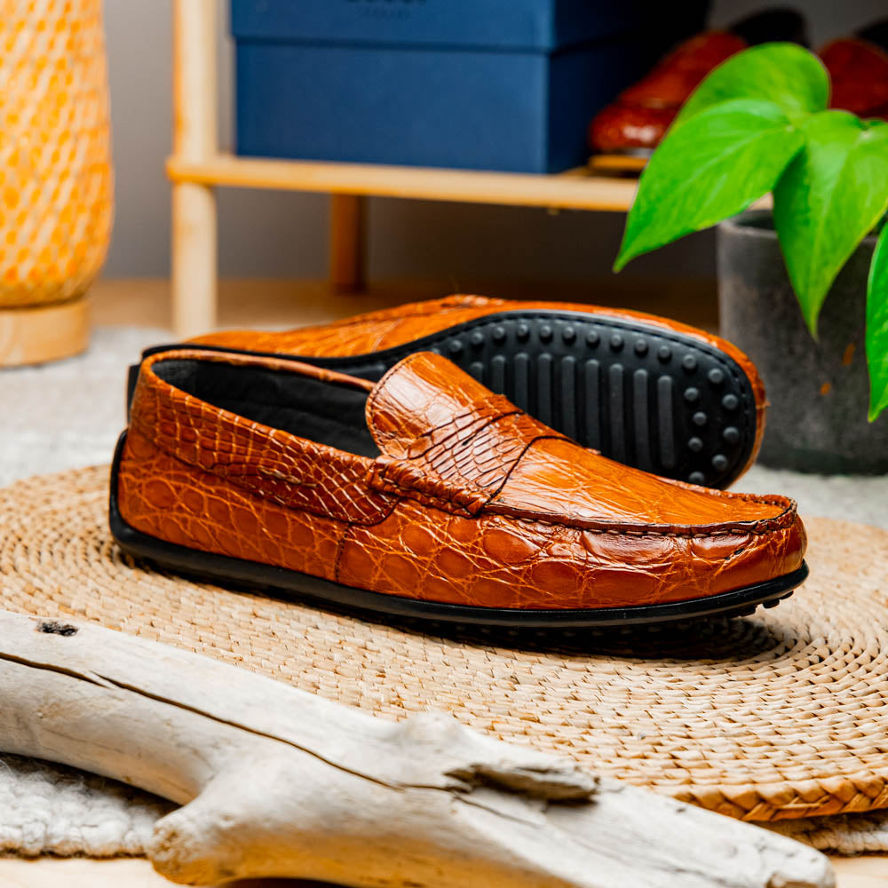 Zelli Italia Men's 31-103-CGM MONZA Crocodile Driver, Cognac