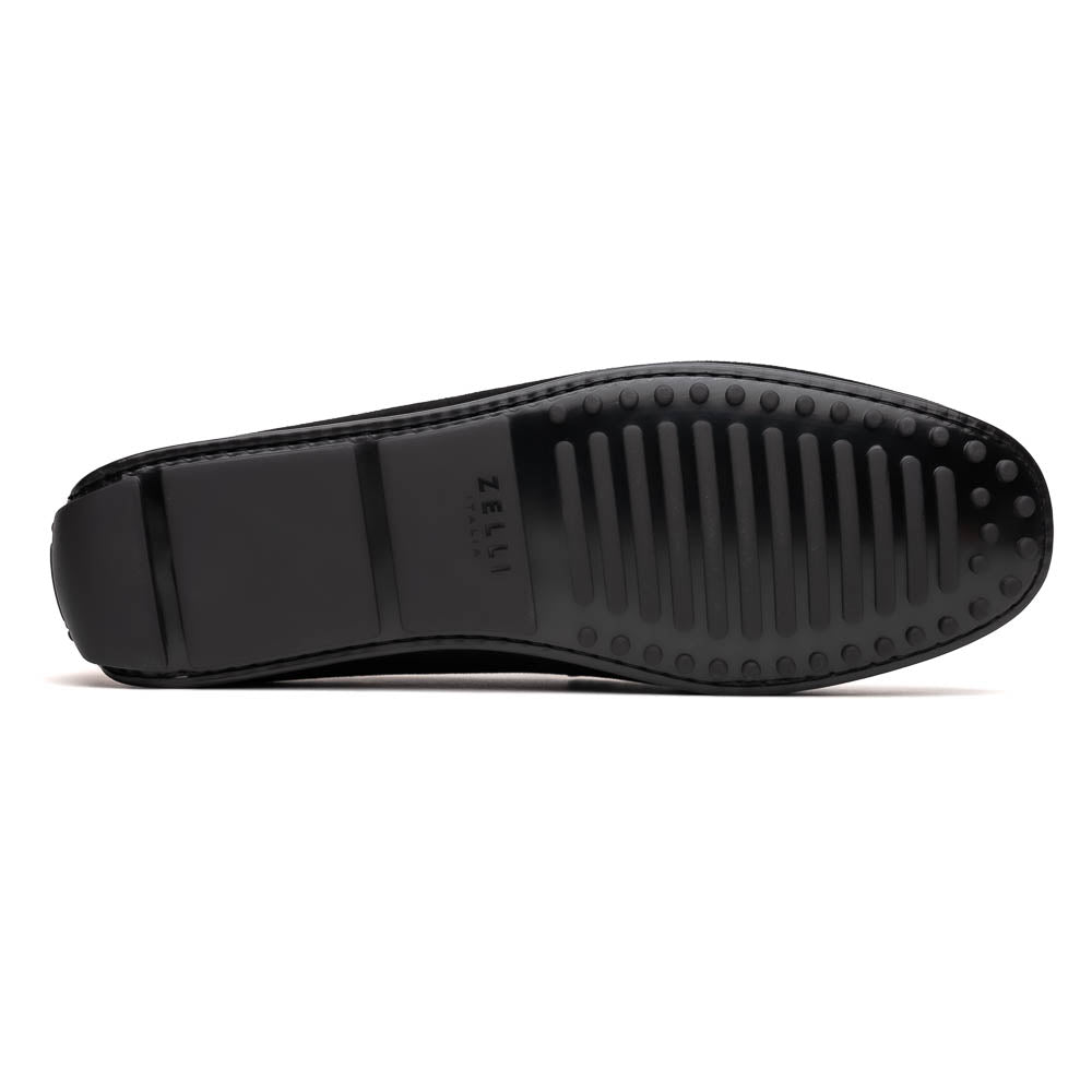 Zelli Italia Men's 36-300-BLK MONZA Sueded Italian Calfskin Driver Black / Chestnut