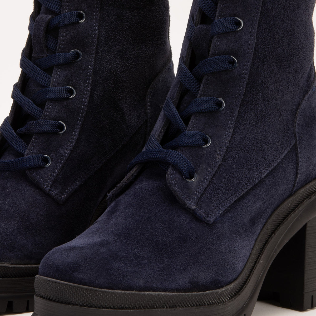Vinci Leather The Elera Navy Blue Leather Block Heel Women Boot – product view 2