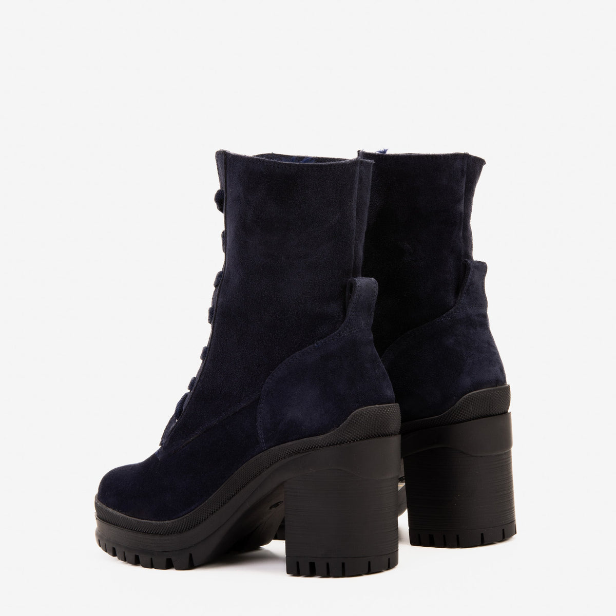 Vinci Leather The Elera Navy Blue Leather Block Heel Women Boot – product view 7