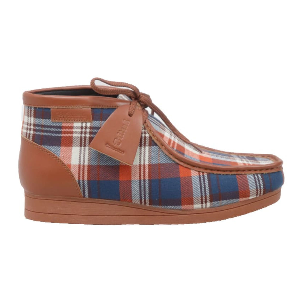 British Walkers New Castle men's Brown Plaid ankle boots, right-facing side view