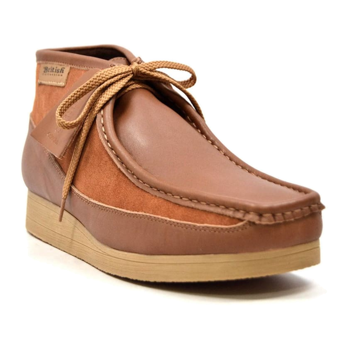 British Walkers New Castle men's Cognac/Tan ankle boots, three-quarter side view