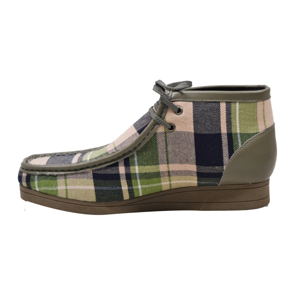 British Walkers New Castle men's Gray Multi Plaid ankle boots, left-facing side view