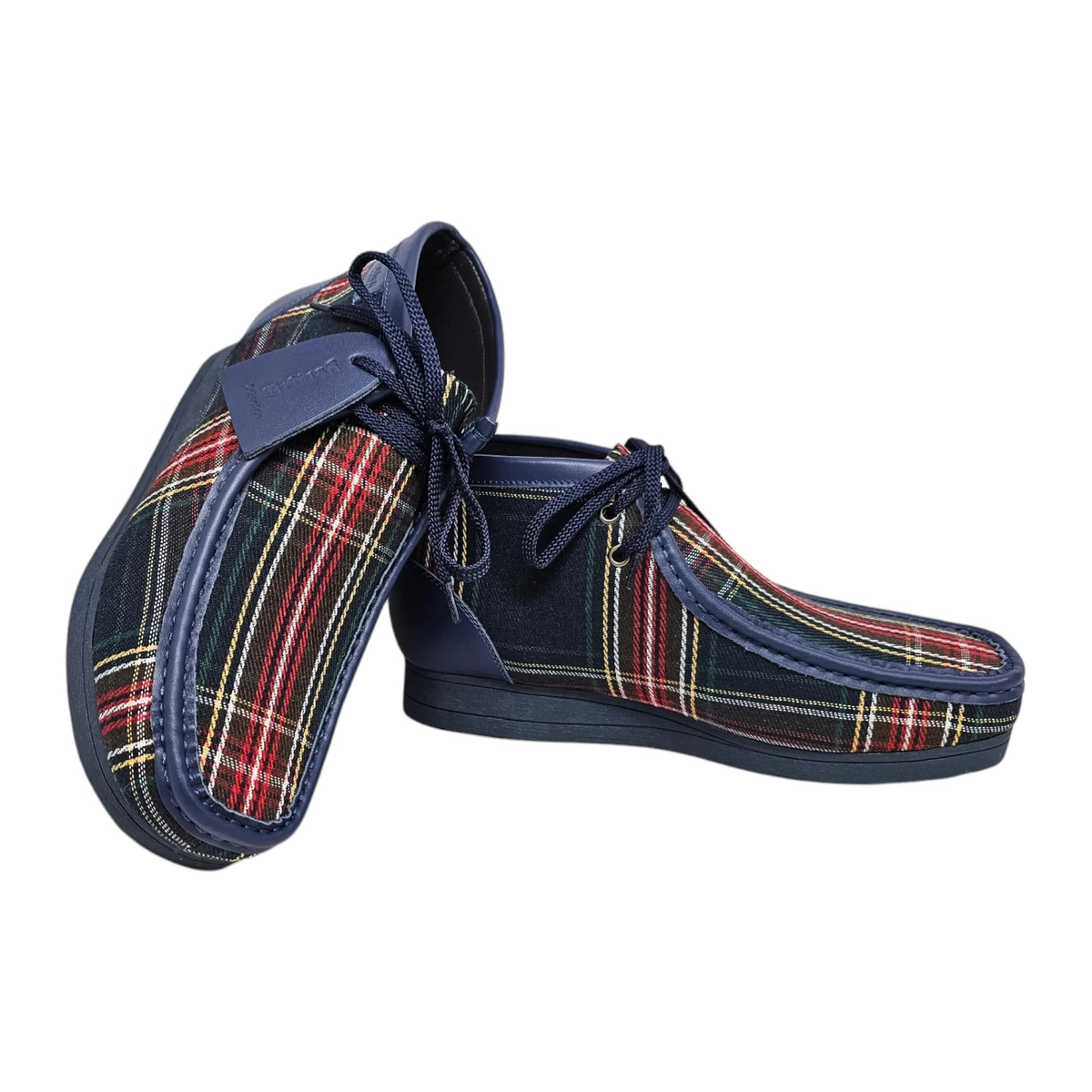 British Walkers New Castle men's Navy Multi Plaid ankle boots, alternate pair view