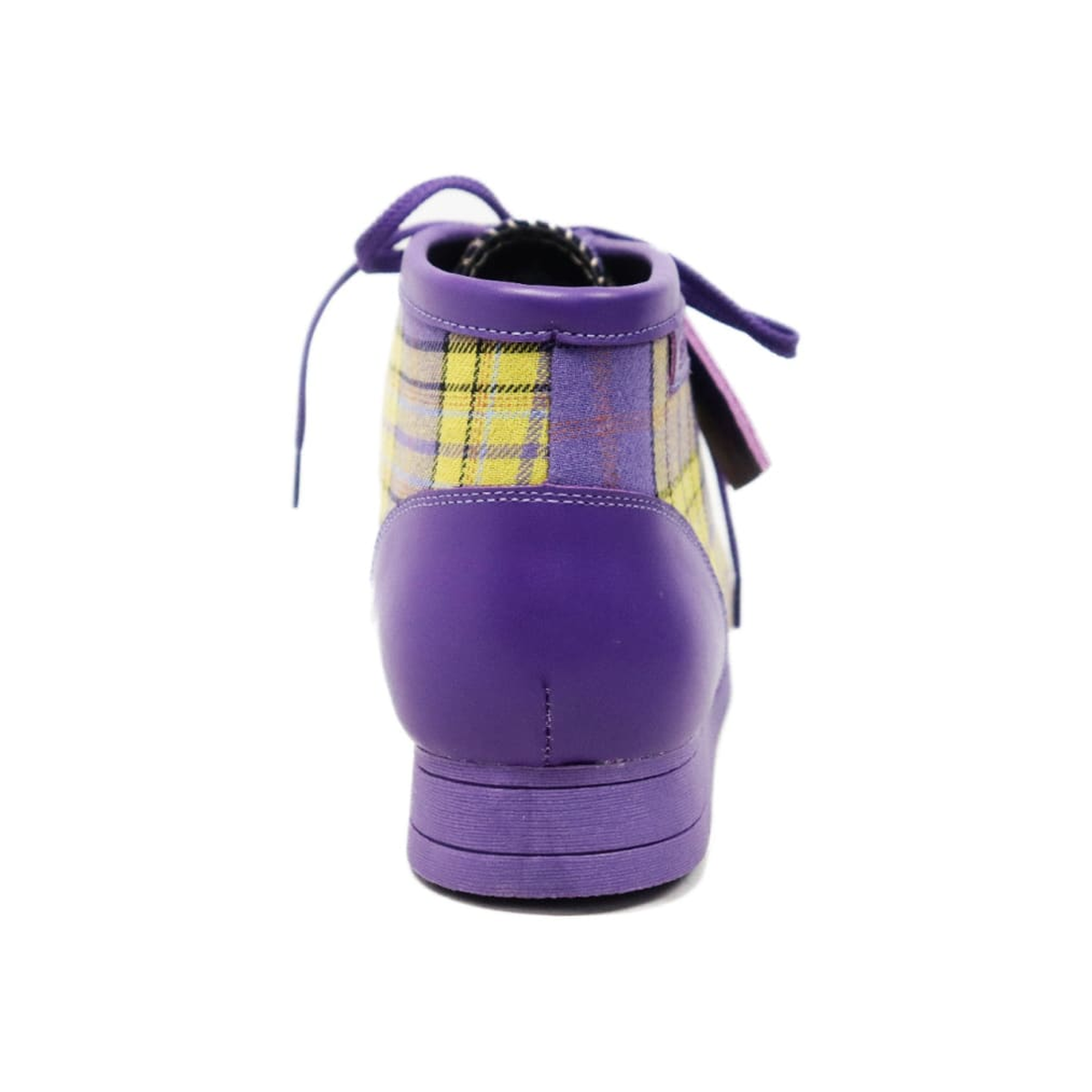 British Walkers New Castle men's Purple Plaid ankle boots, heel view