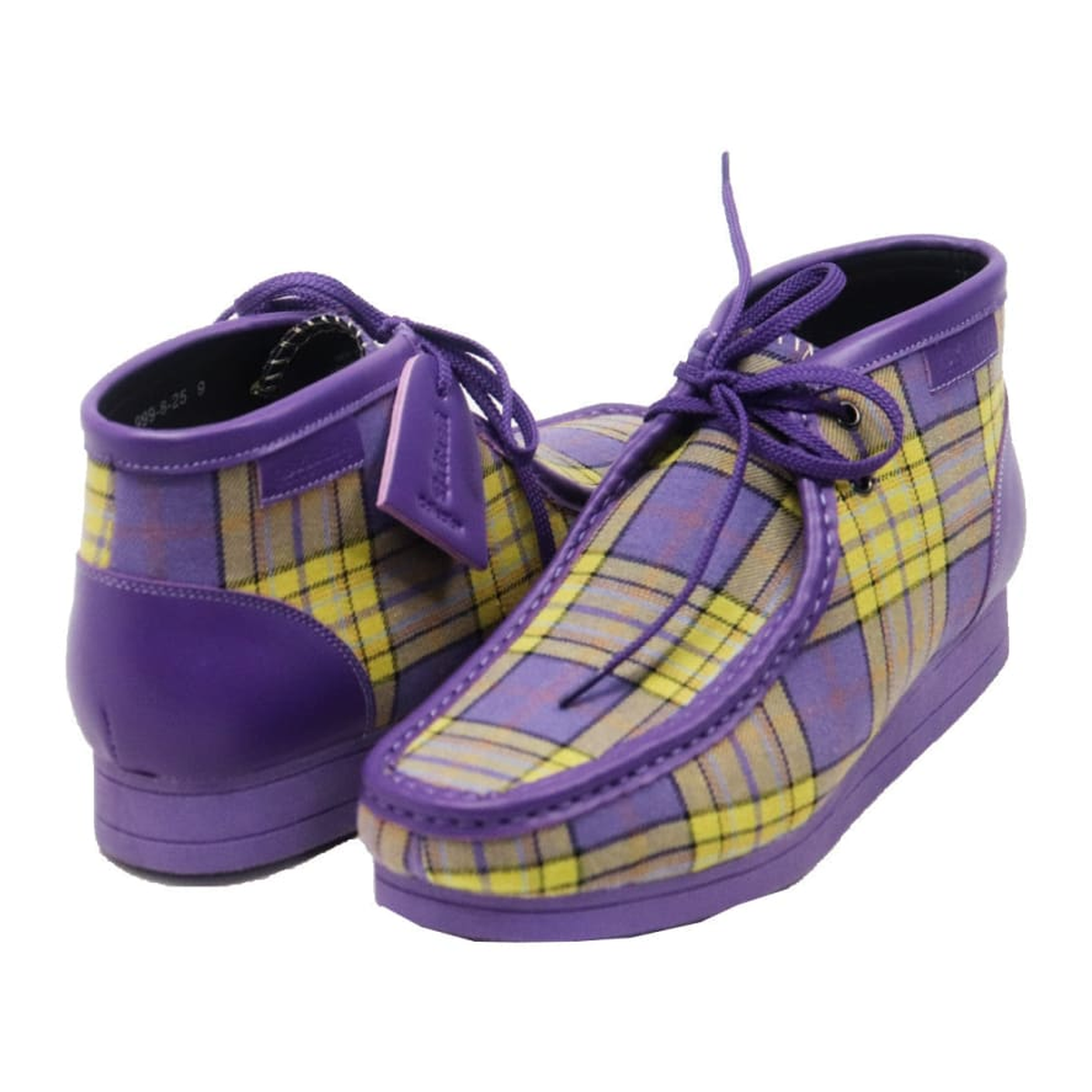 British Walkers New Castle men's Purple Plaid ankle boots, three-quarter pair view